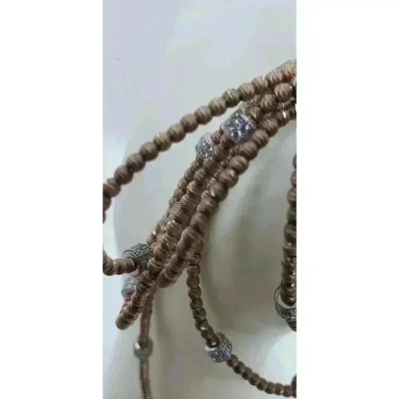 Lisa Robertson 18k Gold On 925 Sterling Silver Necklace Rhinestone Beads Long - Picture 8 of 15